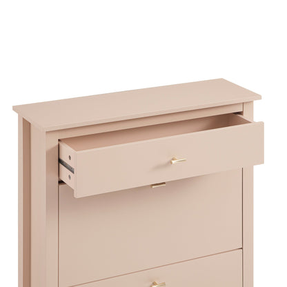 Oakham 2-Tier Shoe Cabinet with Top Drawer, Nude Pink