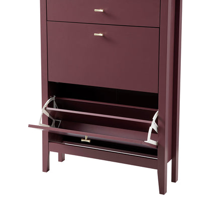Oakham 2-Tier Shoe Cabinet with Top Drawer, Wild Cherry