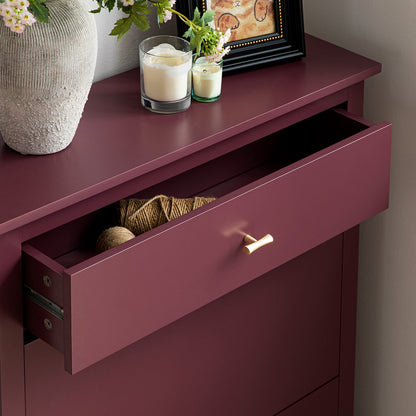 Oakham 2-Tier Shoe Cabinet with Top Drawer, Wild Cherry