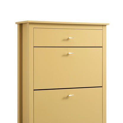 Oakham 2-Tier Shoe Cabinet with Top Drawer, Rattan Yellow