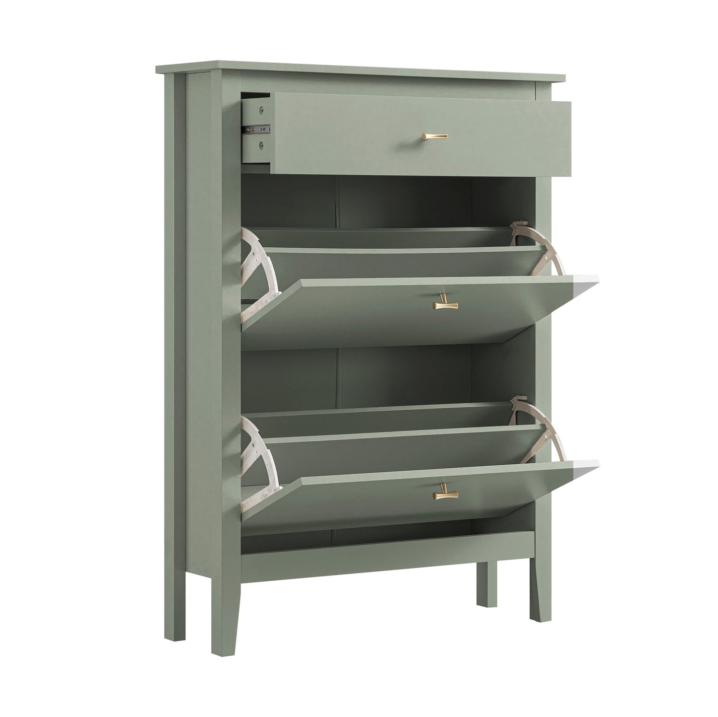 Oakham 2-Tier Shoe Cabinet with Top Drawer, Desert Sage