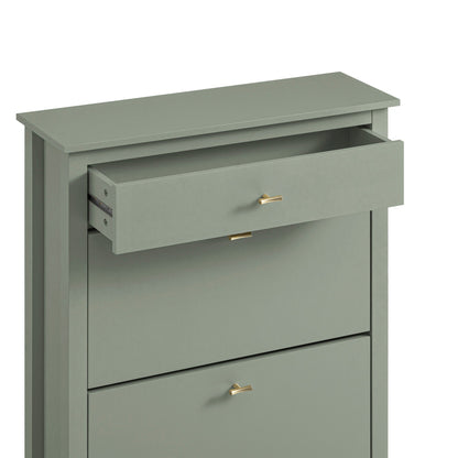 Oakham 2-Tier Shoe Cabinet with Top Drawer, Desert Sage