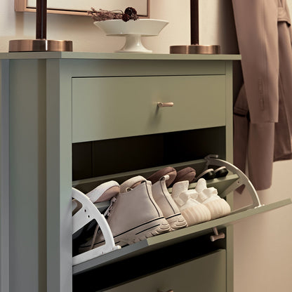 Oakham 2-Tier Shoe Cabinet with Top Drawer, Desert Sage