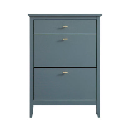 Oakham 2-Tier Shoe Cabinet with Top Drawer, Stormy Blue