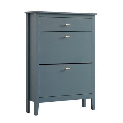 Oakham 2-Tier Shoe Cabinet with Top Drawer, Stormy Blue