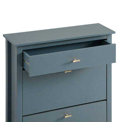 Oakham 2-Tier Shoe Cabinet with Top Drawer, Stormy Blue