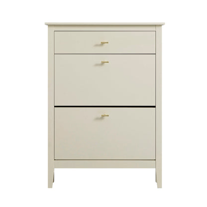 Oakham 2-Tier Shoe Cabinet with Top Drawer, Shaded White