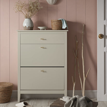 Oakham 2-Tier Shoe Cabinet with Top Drawer, Shaded White