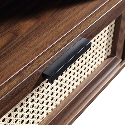 Izzy Curved Rattan 150cm TV Unit, Walnut