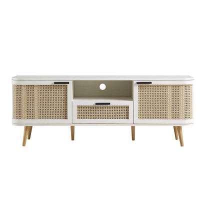 Izzy Curved Rattan 150cm TV Unit, White