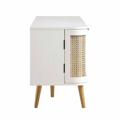 Izzy Curved Rattan 150cm TV Unit, White