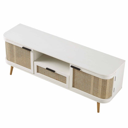 Izzy Curved Rattan 150cm TV Unit, White