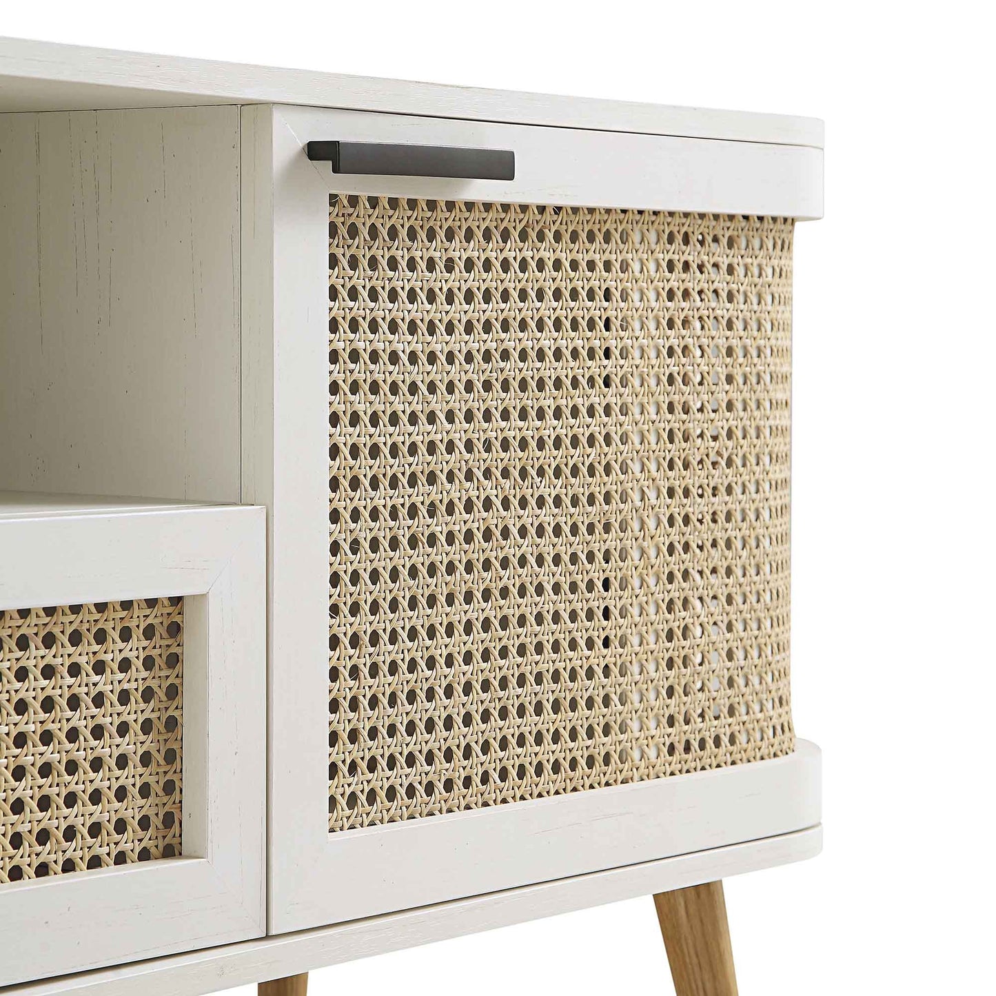 Izzy Curved Rattan 150cm TV Unit, White