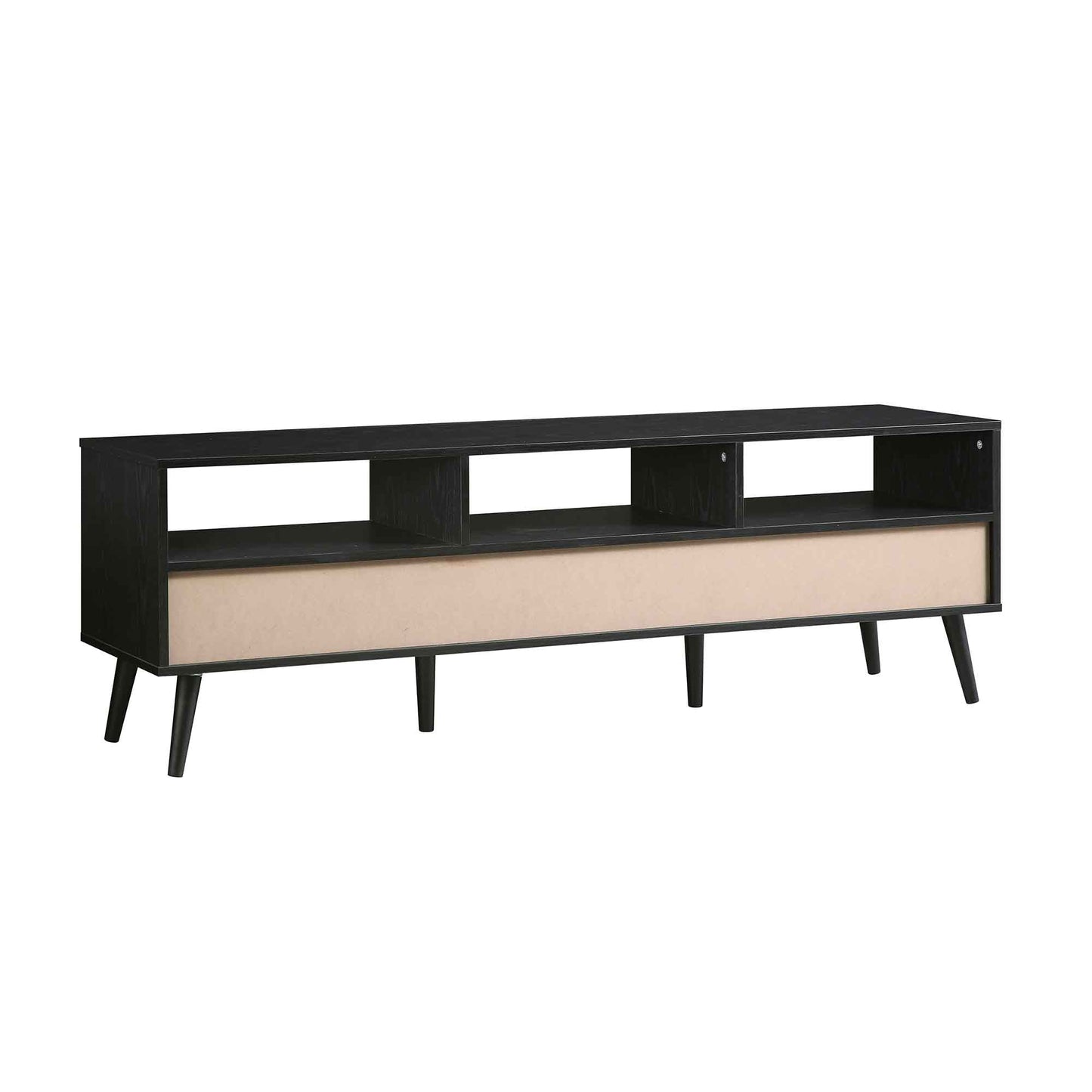 Frances Woven Rattan 160cm 3-Drawer TV Unit, Black