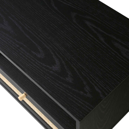 Frances Woven Rattan 160cm 3-Drawer TV Unit, Black