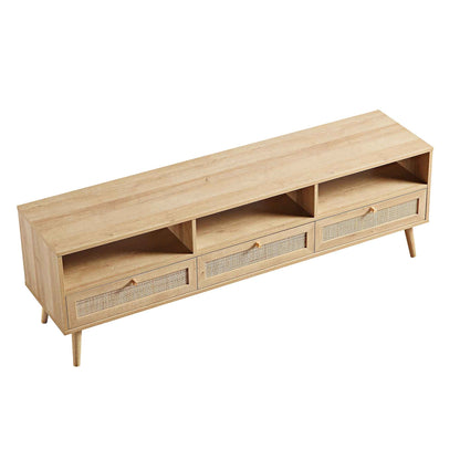 Frances Woven Rattan 160cm 3-Drawer TV Unit, Natural
