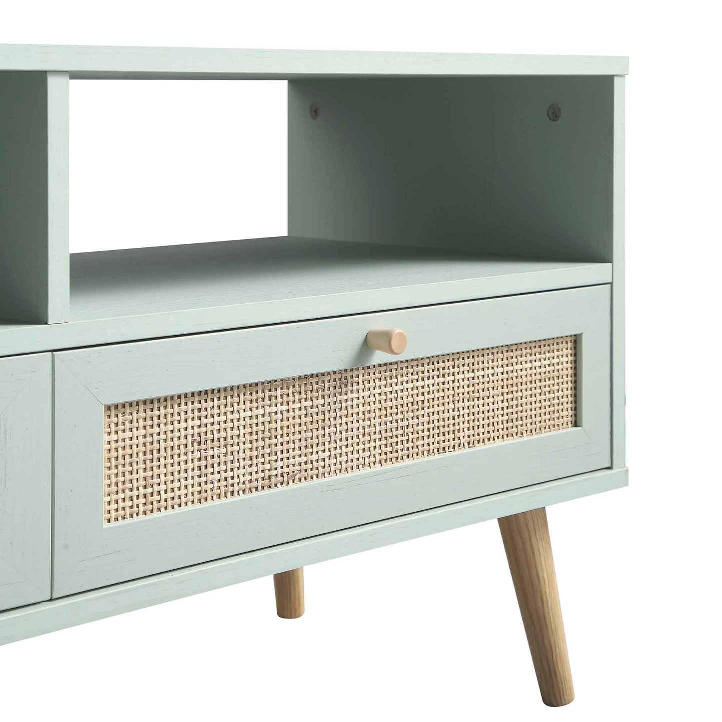 Frances Woven Rattan 160cm 3-Drawer TV Unit, Mint
