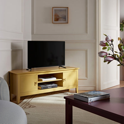 Oakham 120cm Corner TV Unit, Rattan Yellow