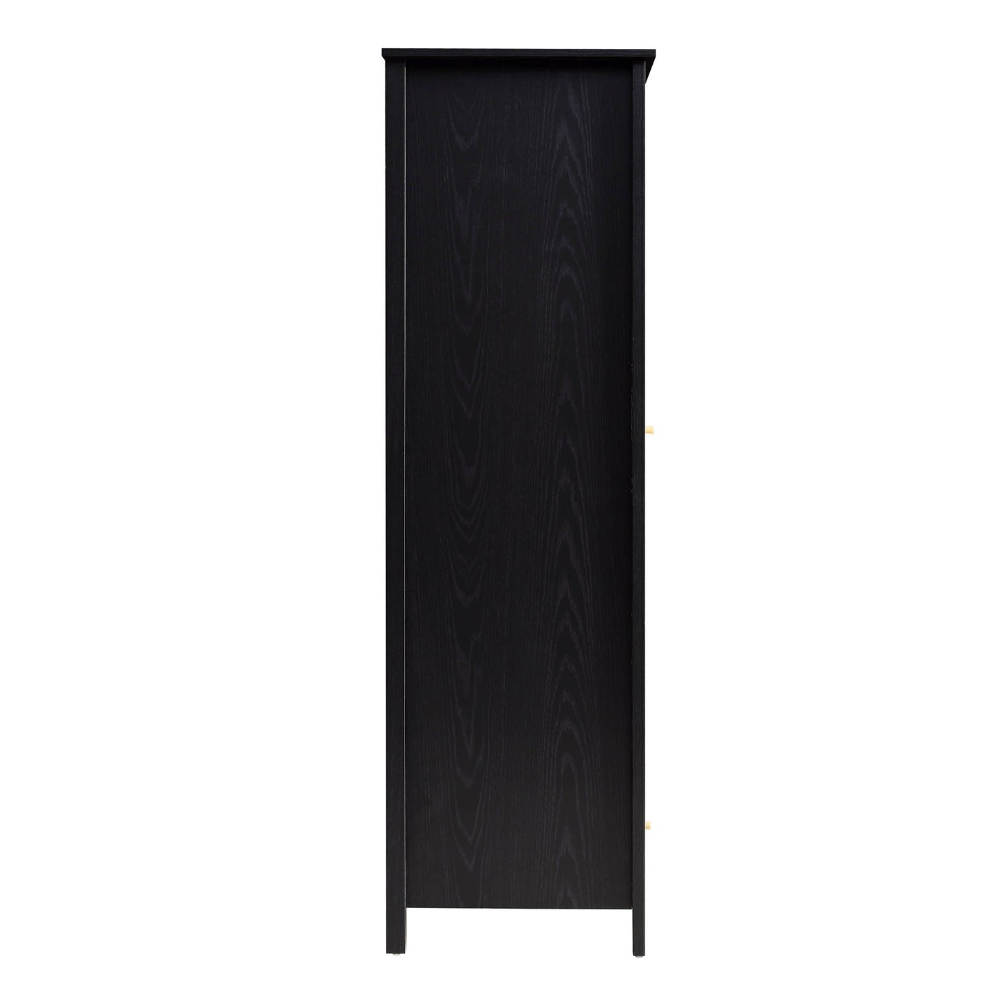 Frances Rattan Double Wardrobe with 1 Drawer, Black