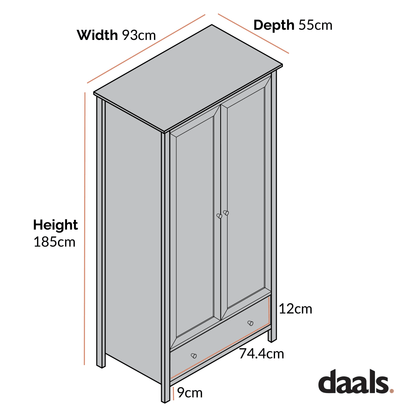 Frances Rattan Double Wardrobe with 1 Drawer, Mint