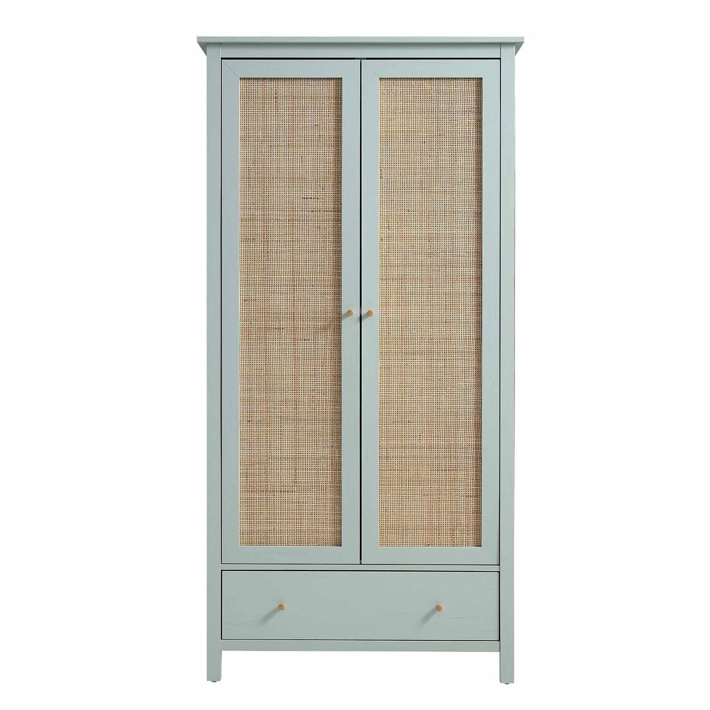 Frances Rattan Double Wardrobe with 1 Drawer, Mint