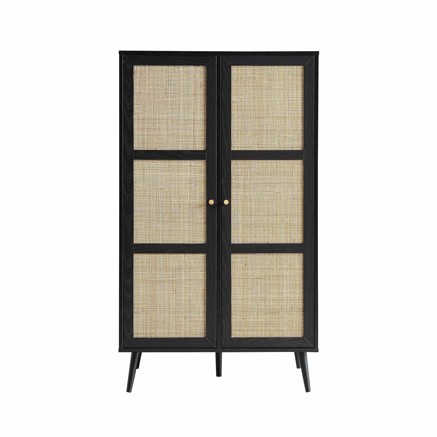 Frances Woven Rattan Compact Double Wardrobe, Black