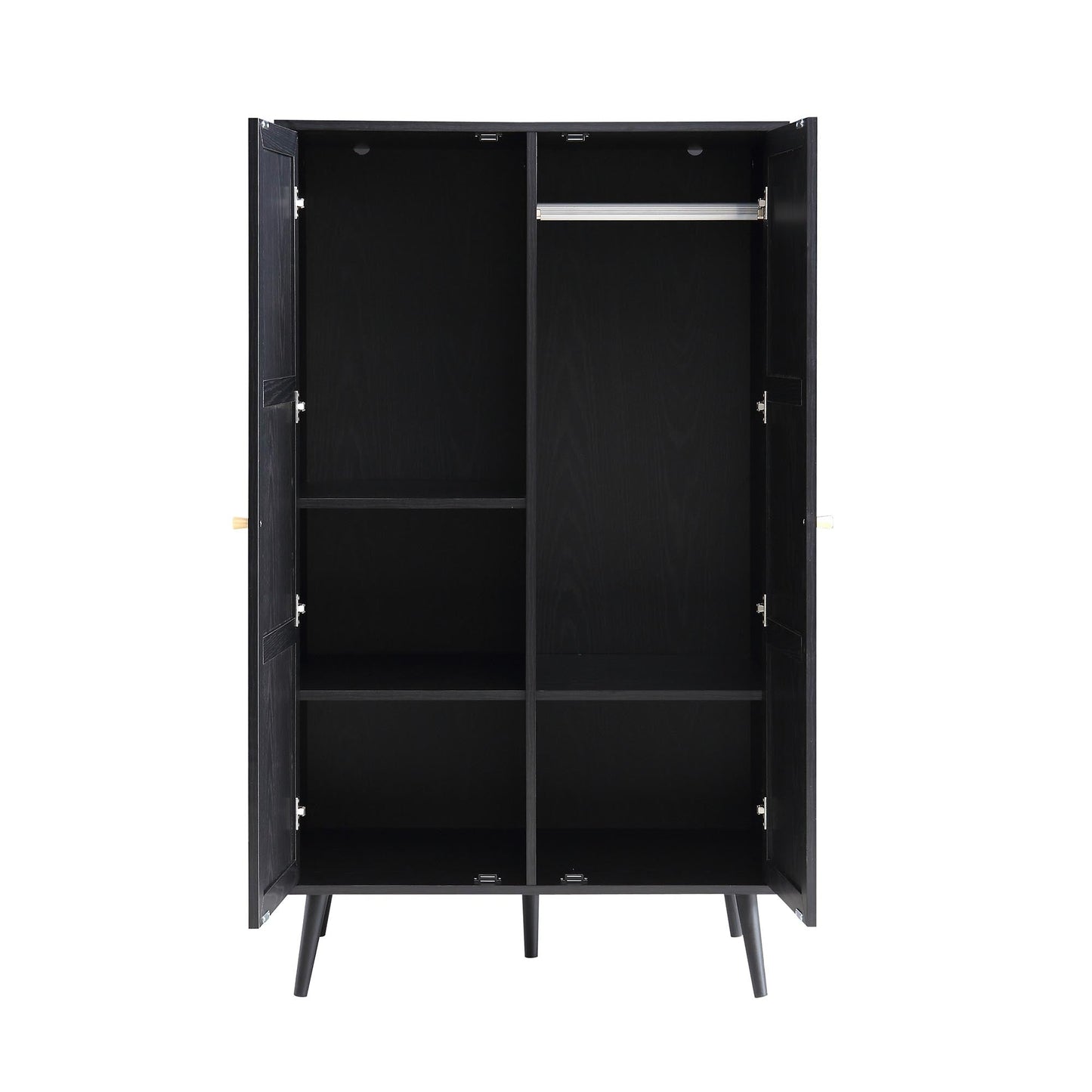 Frances Woven Rattan Compact Double Wardrobe, Black