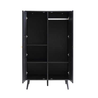 Frances Woven Rattan Compact Double Wardrobe, Black