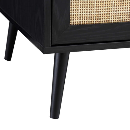 Frances Woven Rattan Compact Double Wardrobe, Black