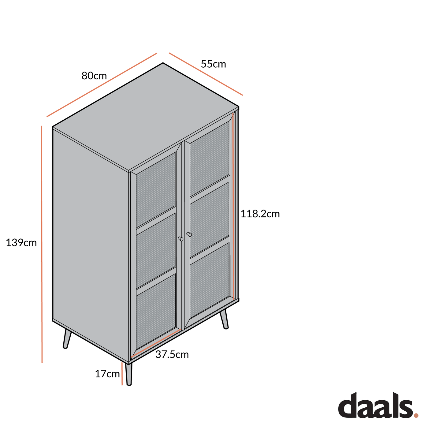 Frances Woven Rattan Compact Double Wardrobe, Black