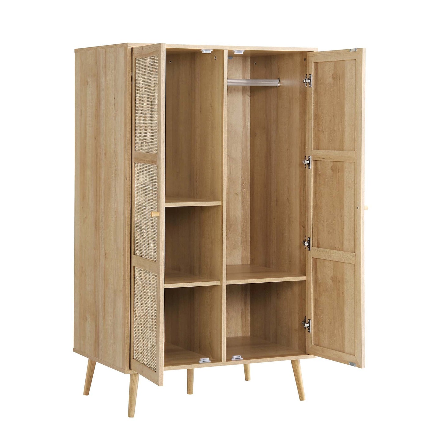 Frances Woven Rattan Compact Double Wardrobe, Natural