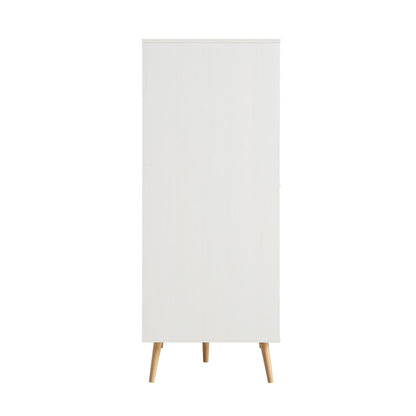 Frances Woven Rattan Compact Double Wardrobe, White