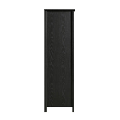 Frances Rattan Triple Wardrobe with 2 Drawers, Black