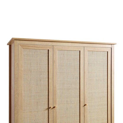 Frances Rattan Triple Wardrobe with 2 Drawers, Natural