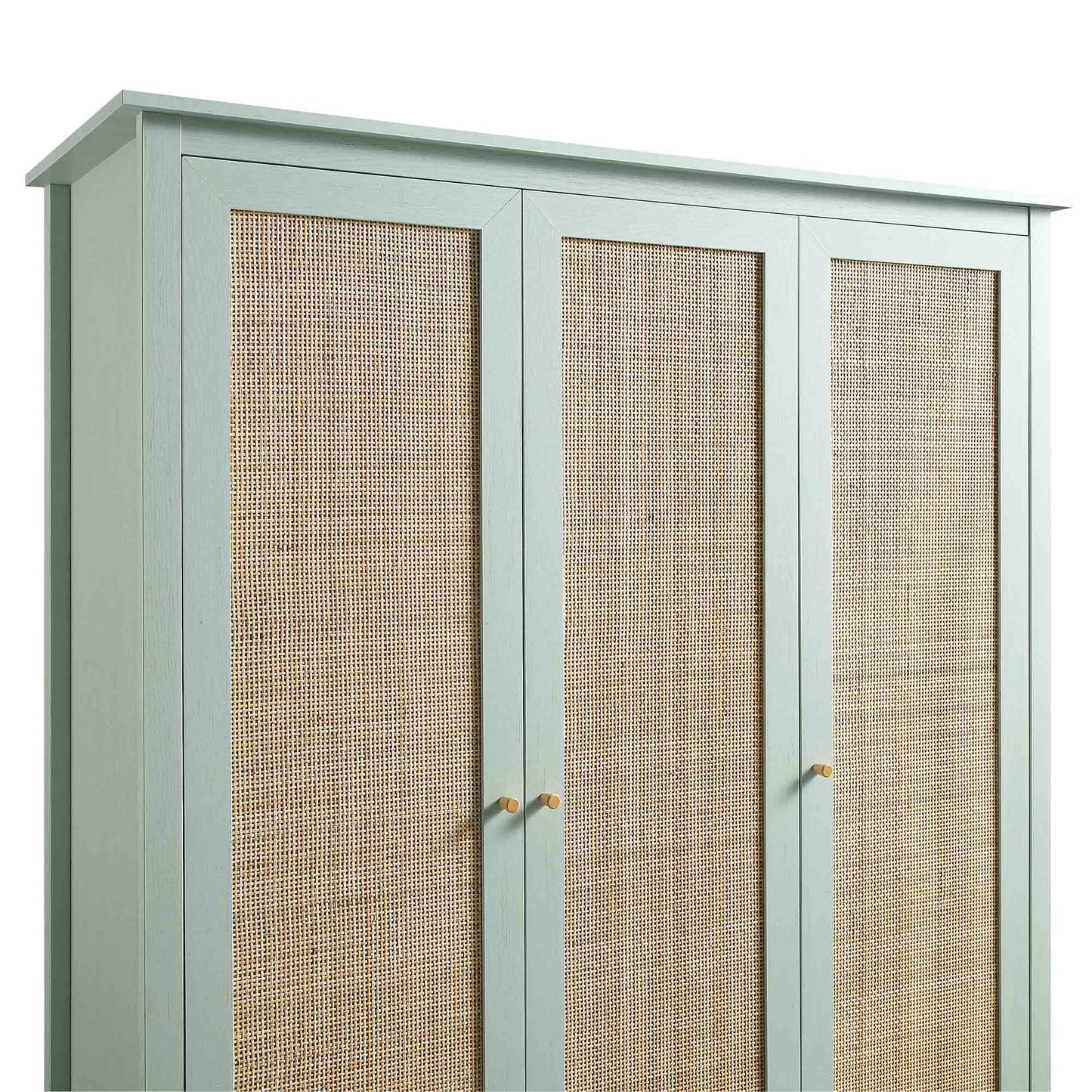 Frances Rattan Triple Wardrobe with 2 Drawers, Mint