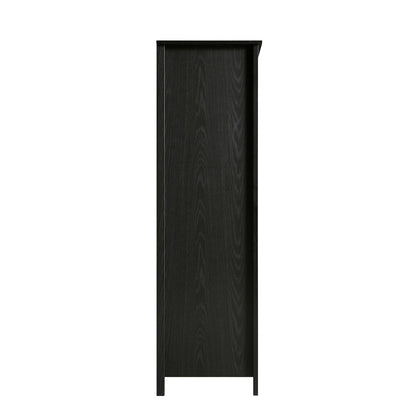 Frances Rattan 4-Door Wardrobe with 2 Drawers, Black