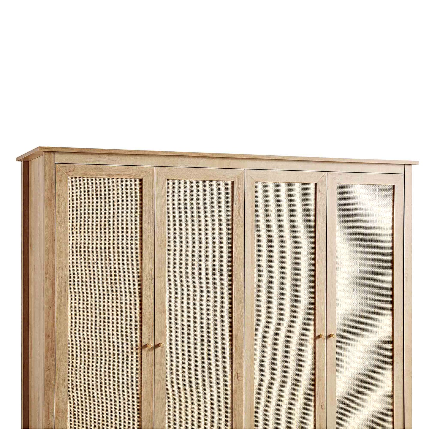 Frances Rattan 4-Door Wardrobe with 2 Drawers, Natural