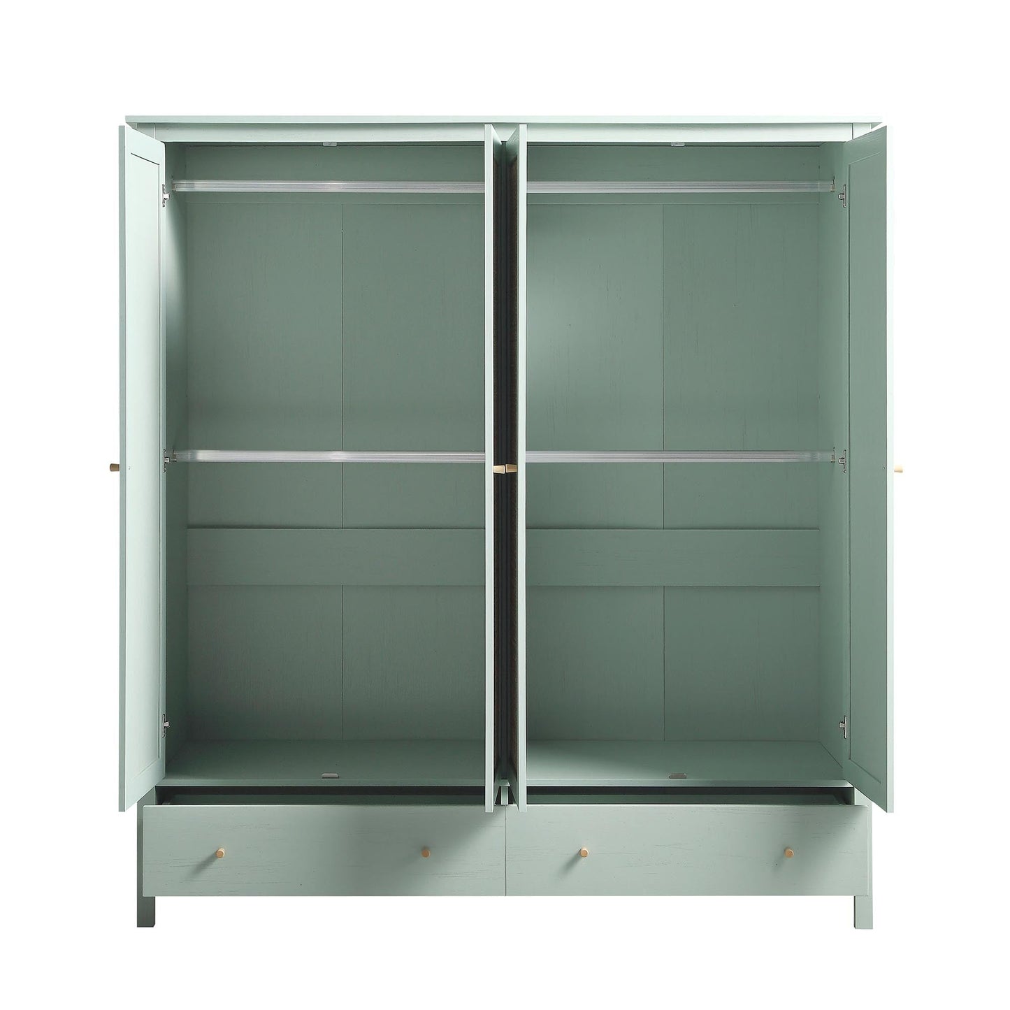 Frances Rattan 4-Door Wardrobe with 2 Drawers, Mint