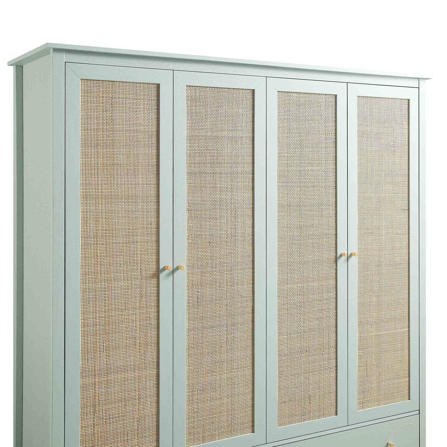 Frances Rattan 4-Door Wardrobe with 2 Drawers, Mint