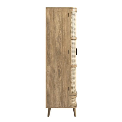 Izzy Curved Rattan Double Wardrobe, Natural
