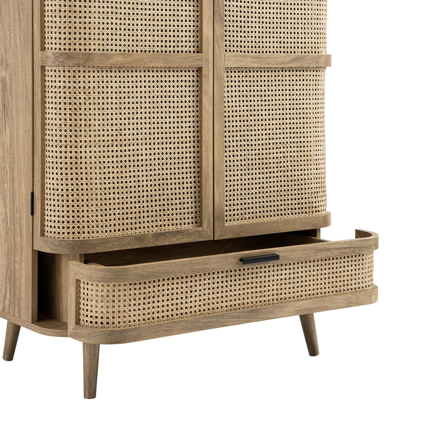 Izzy Curved Rattan Double Wardrobe, Natural