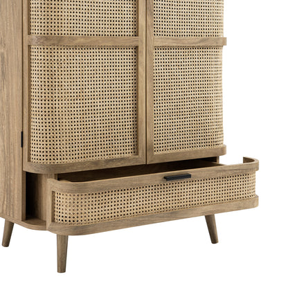 Izzy Curved Rattan Double Wardrobe, Natural