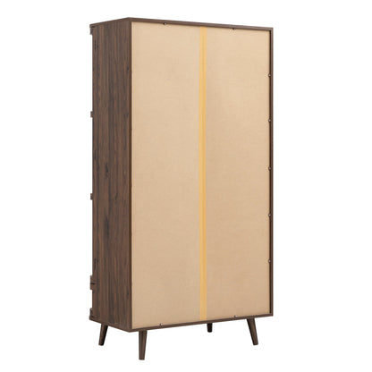 Izzy Curved Rattan Double Wardrobe, Walnut