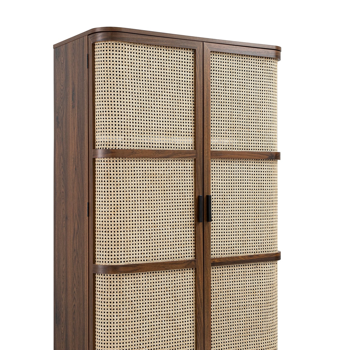 Izzy Curved Rattan Double Wardrobe, Walnut