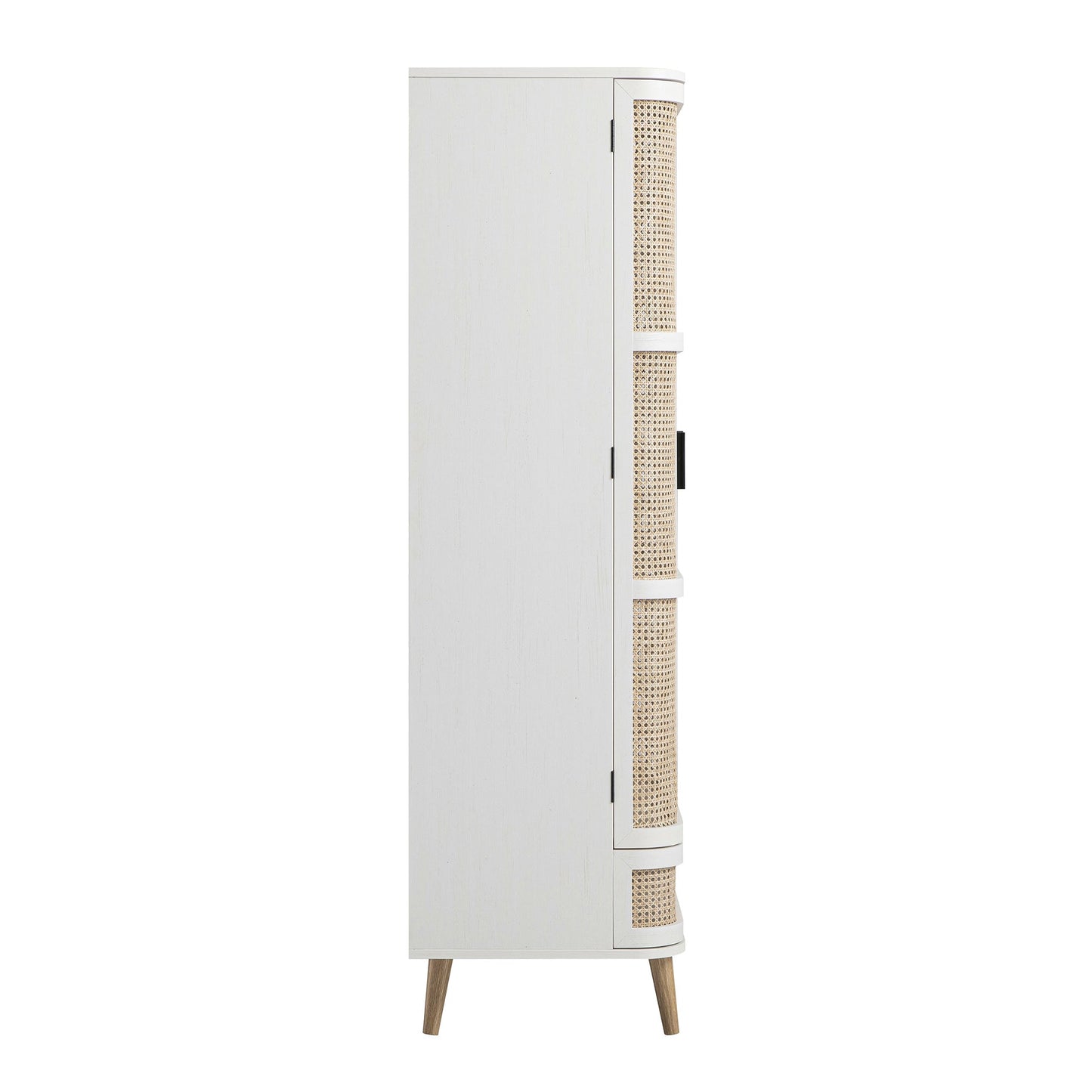 Izzy Curved Rattan Double Wardrobe, White