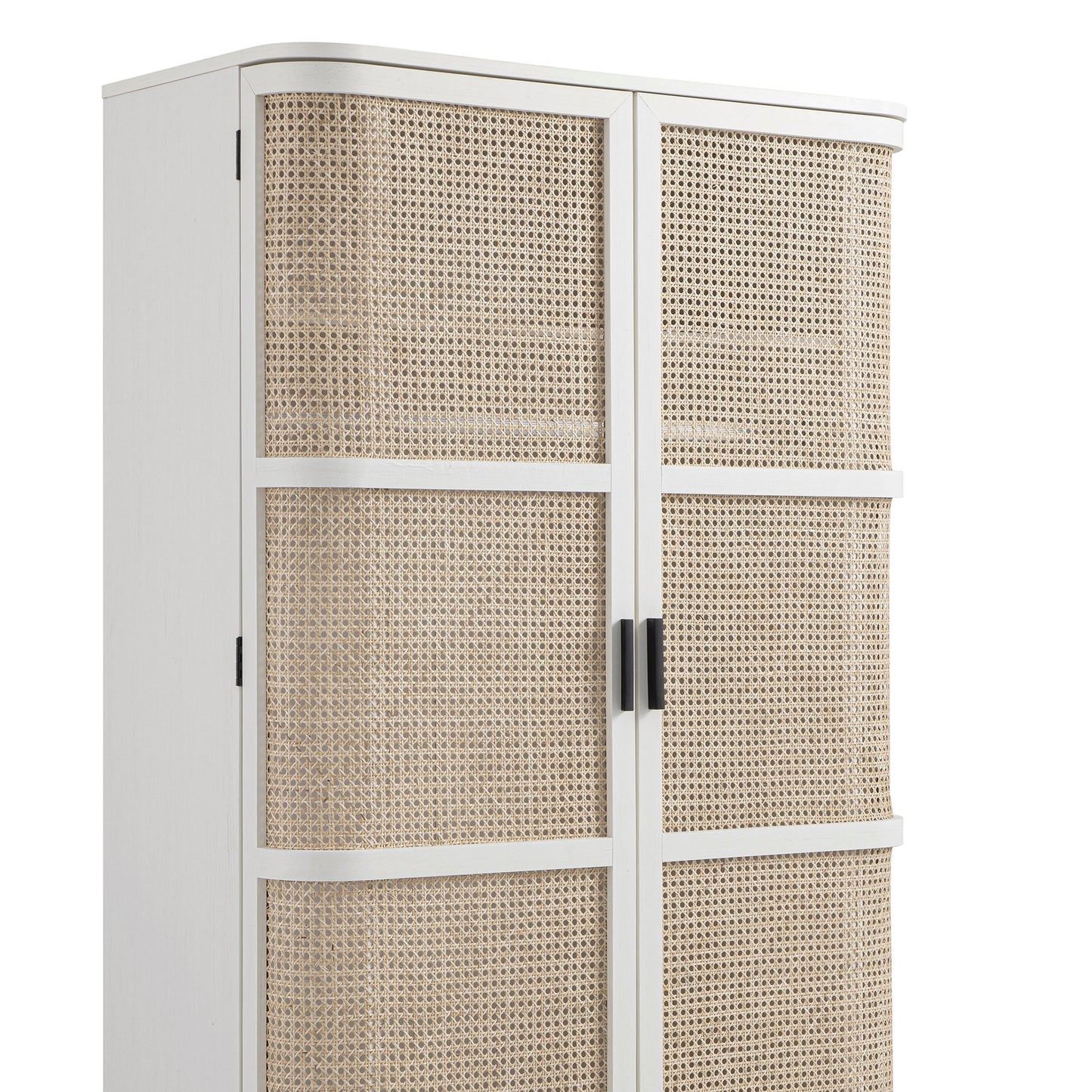 Izzy Curved Rattan Double Wardrobe, White
