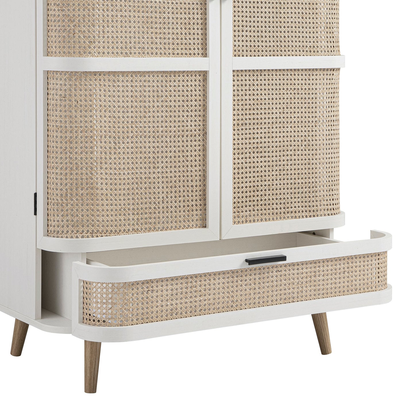Izzy Curved Rattan Double Wardrobe, White