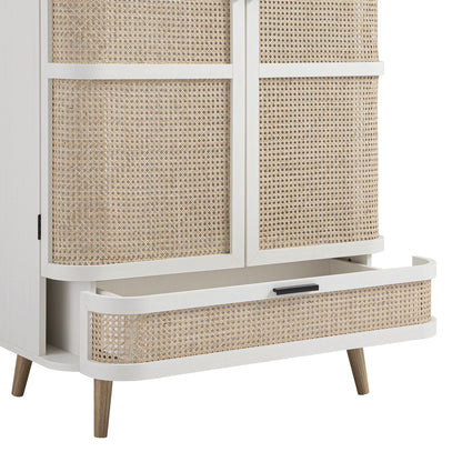 Izzy Curved Rattan Double Wardrobe, White