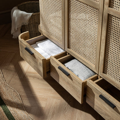 Izzy Curved Rattan Triple Wardrobe, Natural