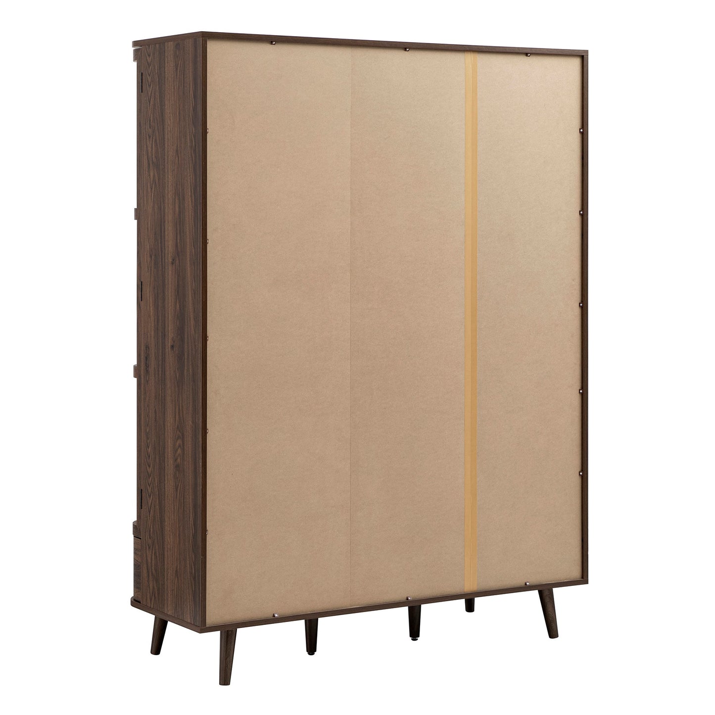 Izzy Curved Rattan Triple Wardrobe, Walnut